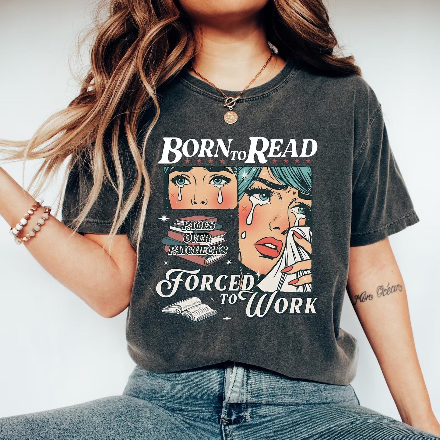 Retro Born To Read Bookish Shirt