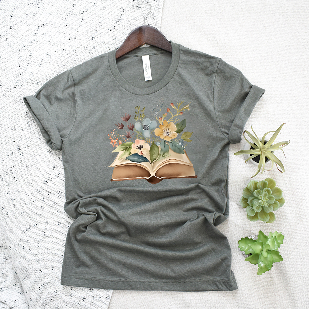 floral watercolor books unisex tee