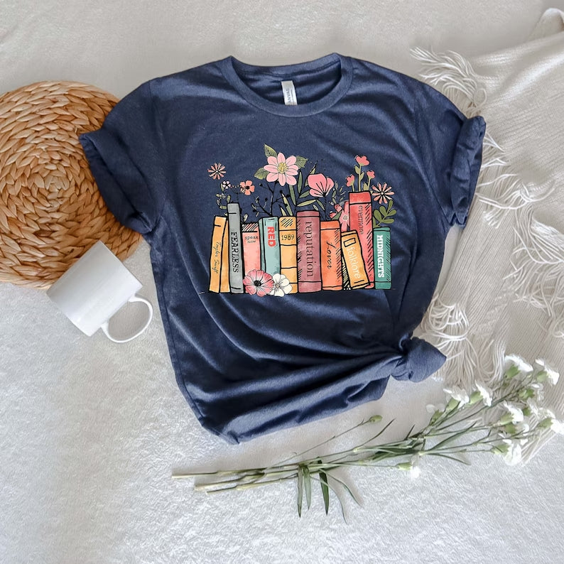Bookish T-Shirt | Flower Books Shirt