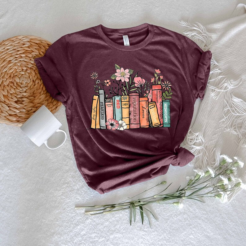 Bookish T-Shirt | Flower Books Shirt