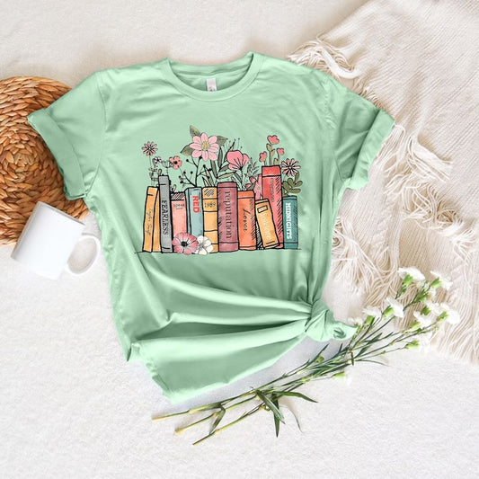 Bookish T-Shirt | Flower Books Shirt