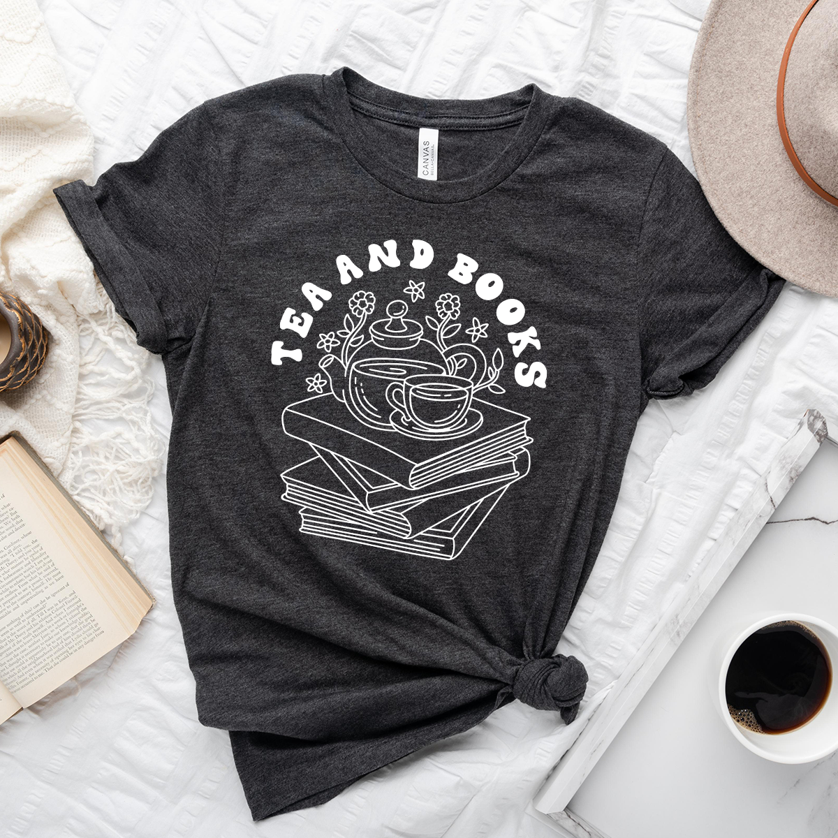 tea and books unisex tee