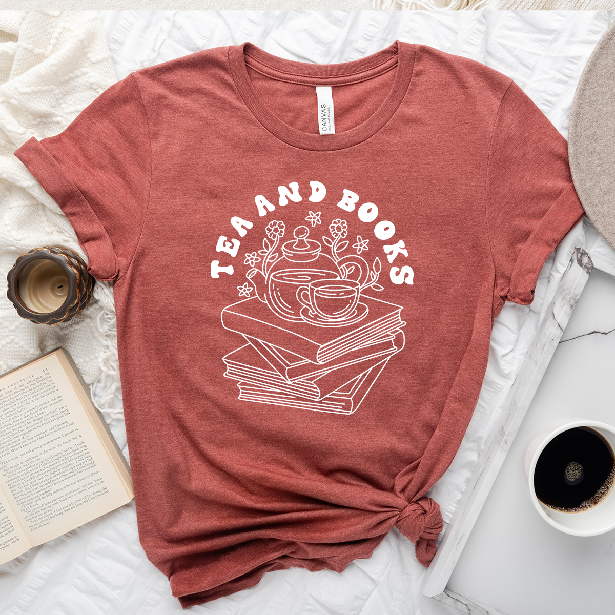 tea and books unisex tee