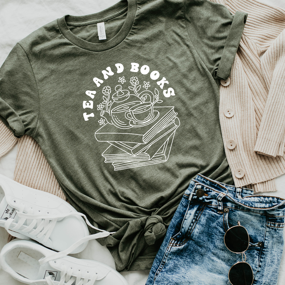 tea and books unisex tee