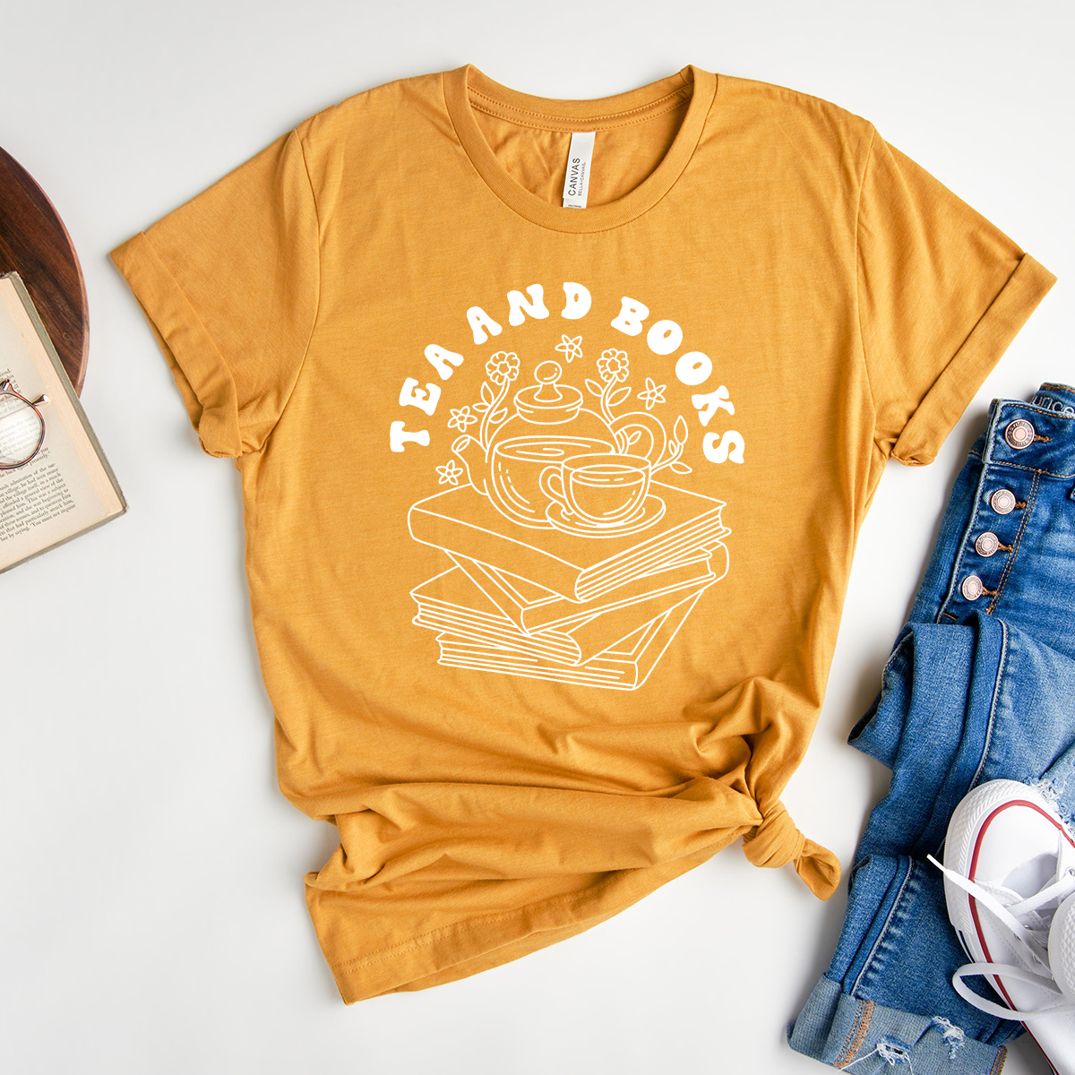 tea and books unisex tee