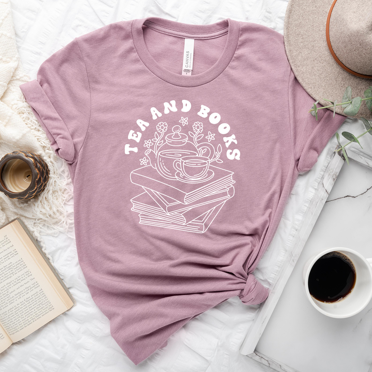 tea and books unisex tee
